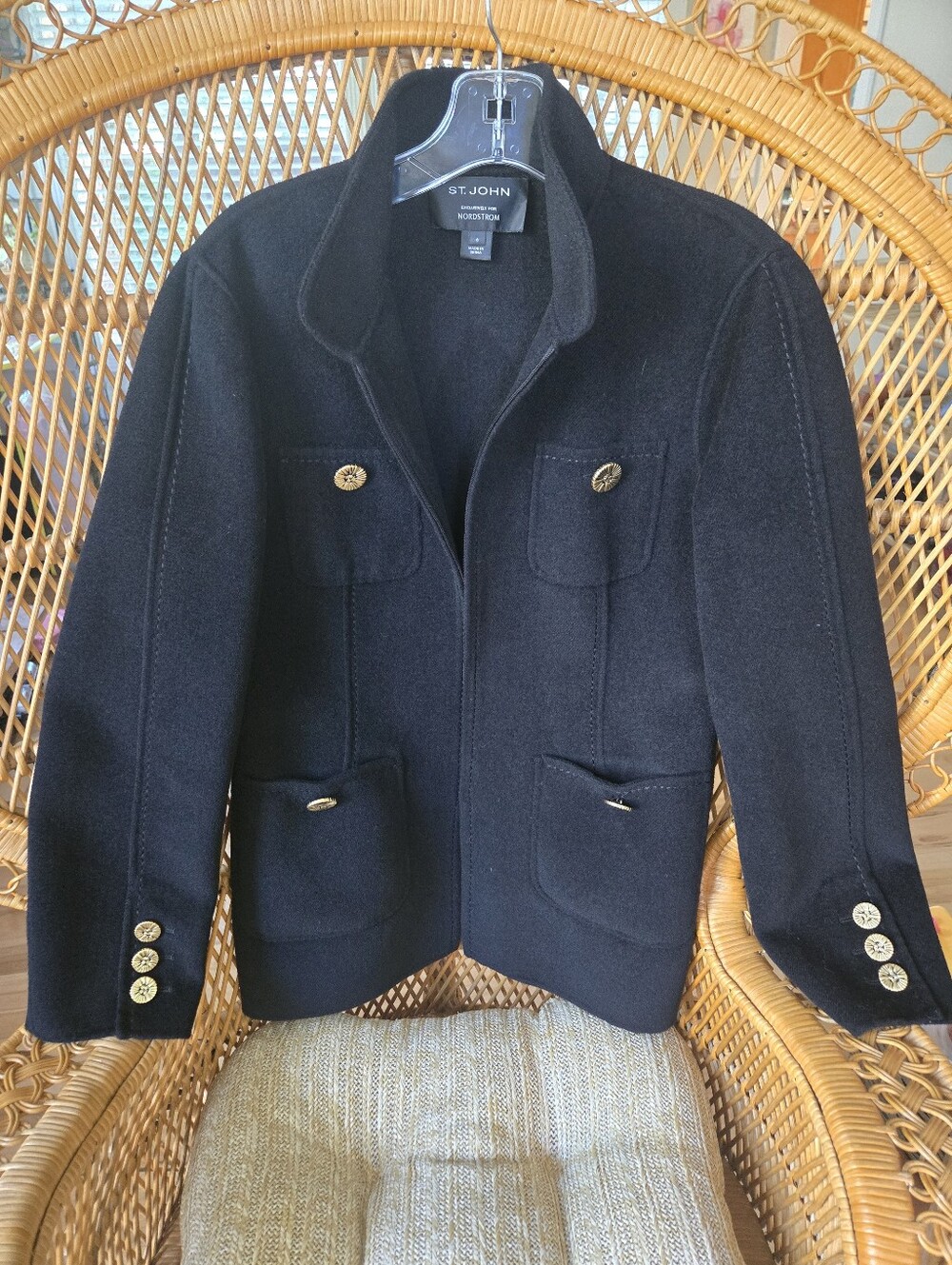 St. John Collection Exclusively For Nordstrom Black Knit Blazer Gold Buttons